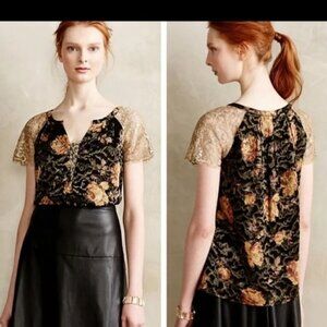 ANTHROPOLOGIE - HD in Paris Disa Velvet and Lace Top